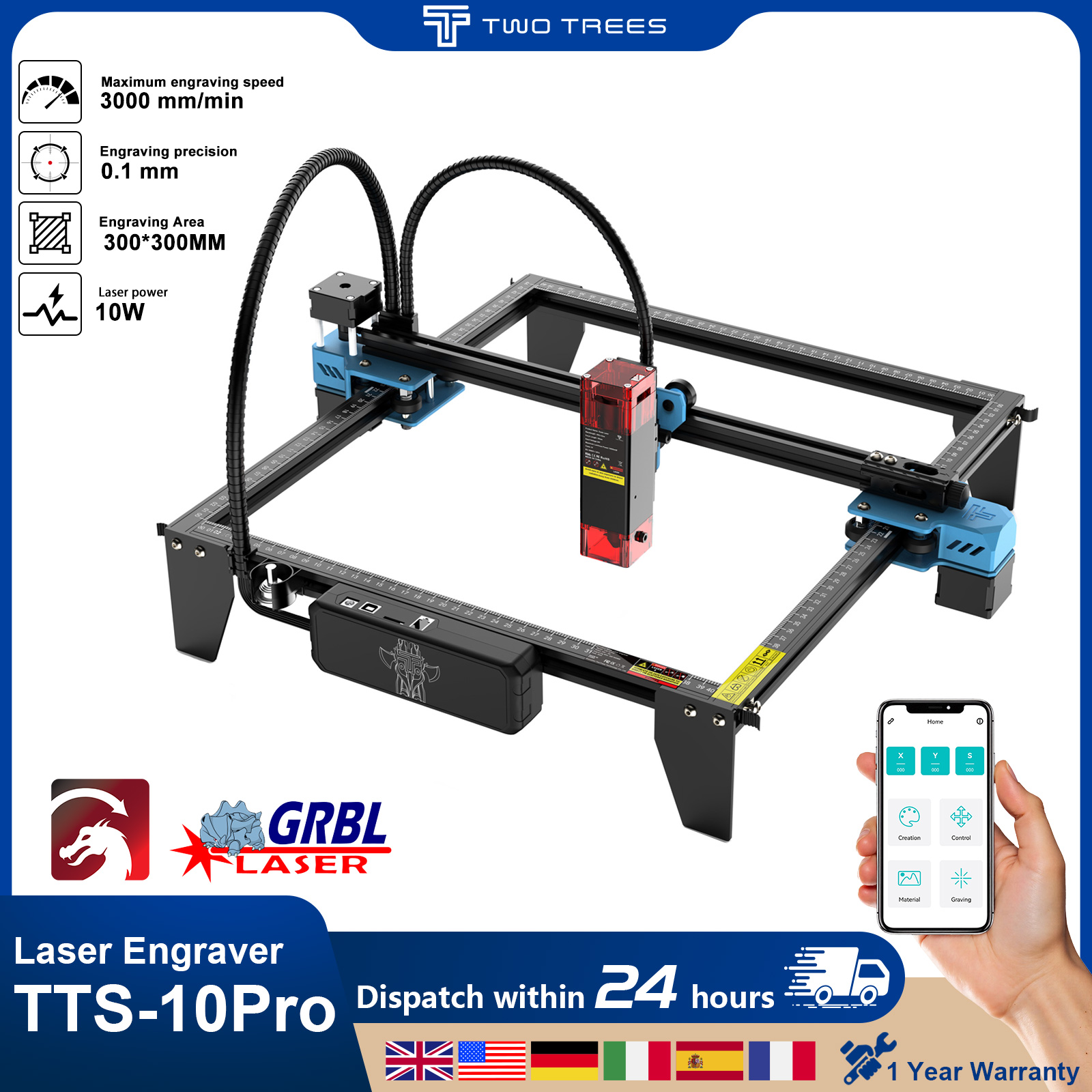 Лазерный гравер Twotrees TTS-1 – обзор и цена Industrial Laser Printing Machine
