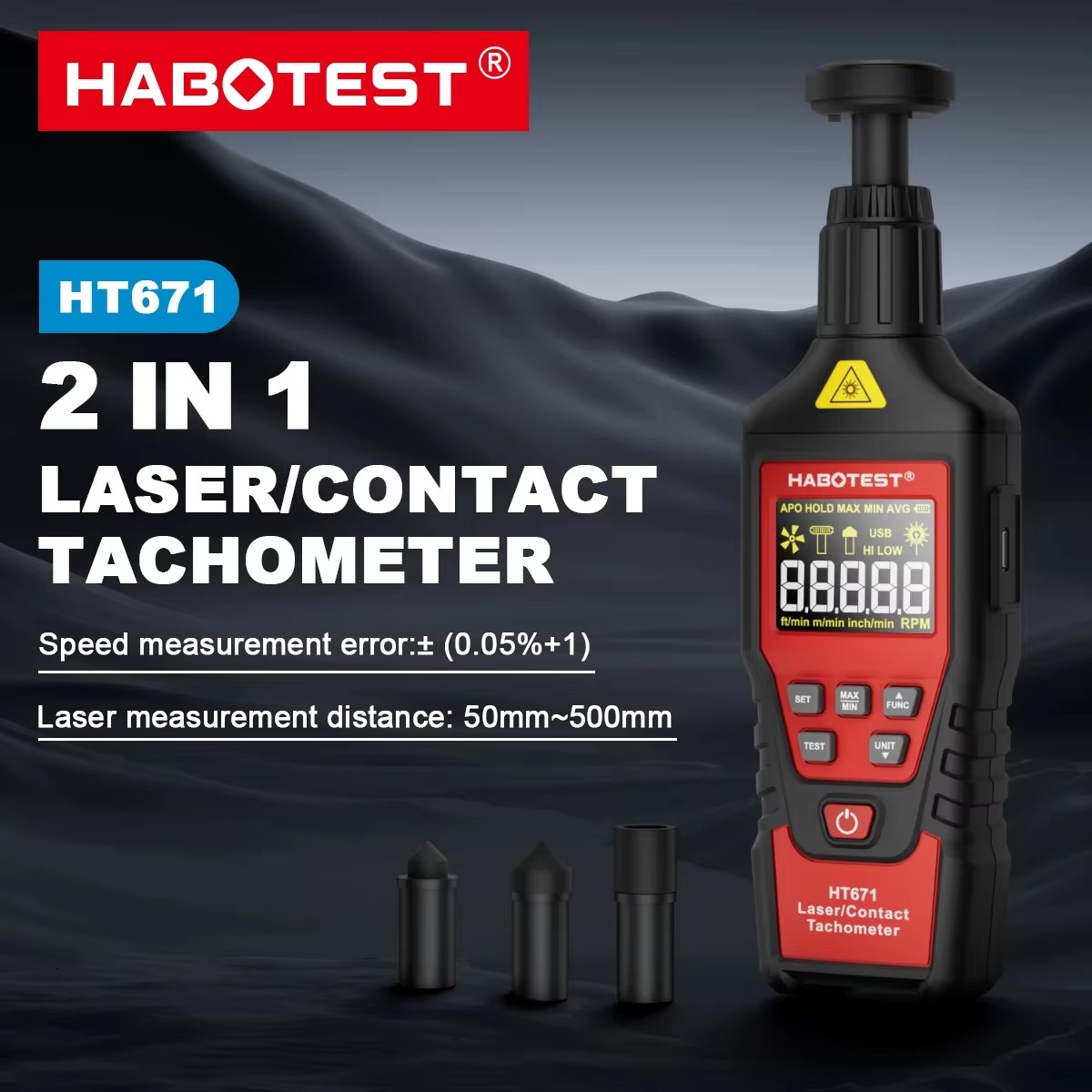 Цифровой тахометр HABOTEST HT6 – обзор и цена Industrial Laser Tachometer